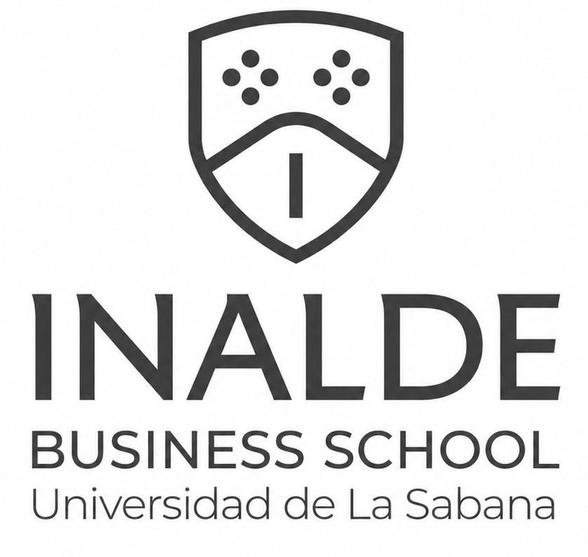 Logotipo minimalista INALDE en blanco